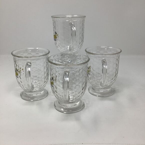 Bärenjäger Barenjager Honey Liqueur Glass Coffee Mug Honeycomb Pattern Set of 4 - Picture 5 of 9